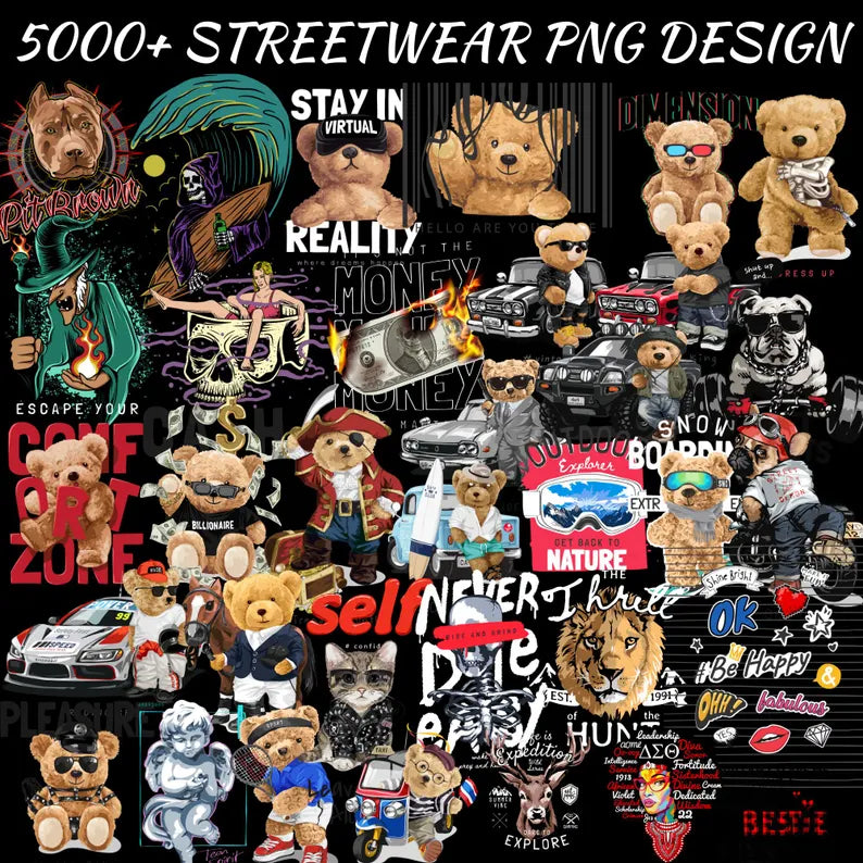 5000+ Latest Streetwear Bundle |PNG,AI,SVG| Tshirt Bundle | T-Shirt Print Design | Hip Hop T-Shirt | Pop Culture | T-Shirt Pod Design